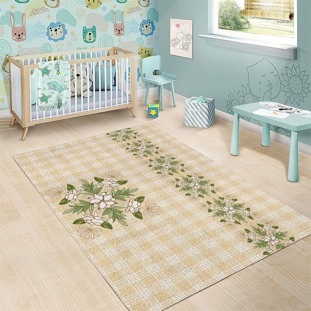 Melemele Ahiahia Hawai'i Palaka Squares Maile Leaf Area Rug Flowers Hawaiian Quilt Patterns LT9 - Polynesian Pride