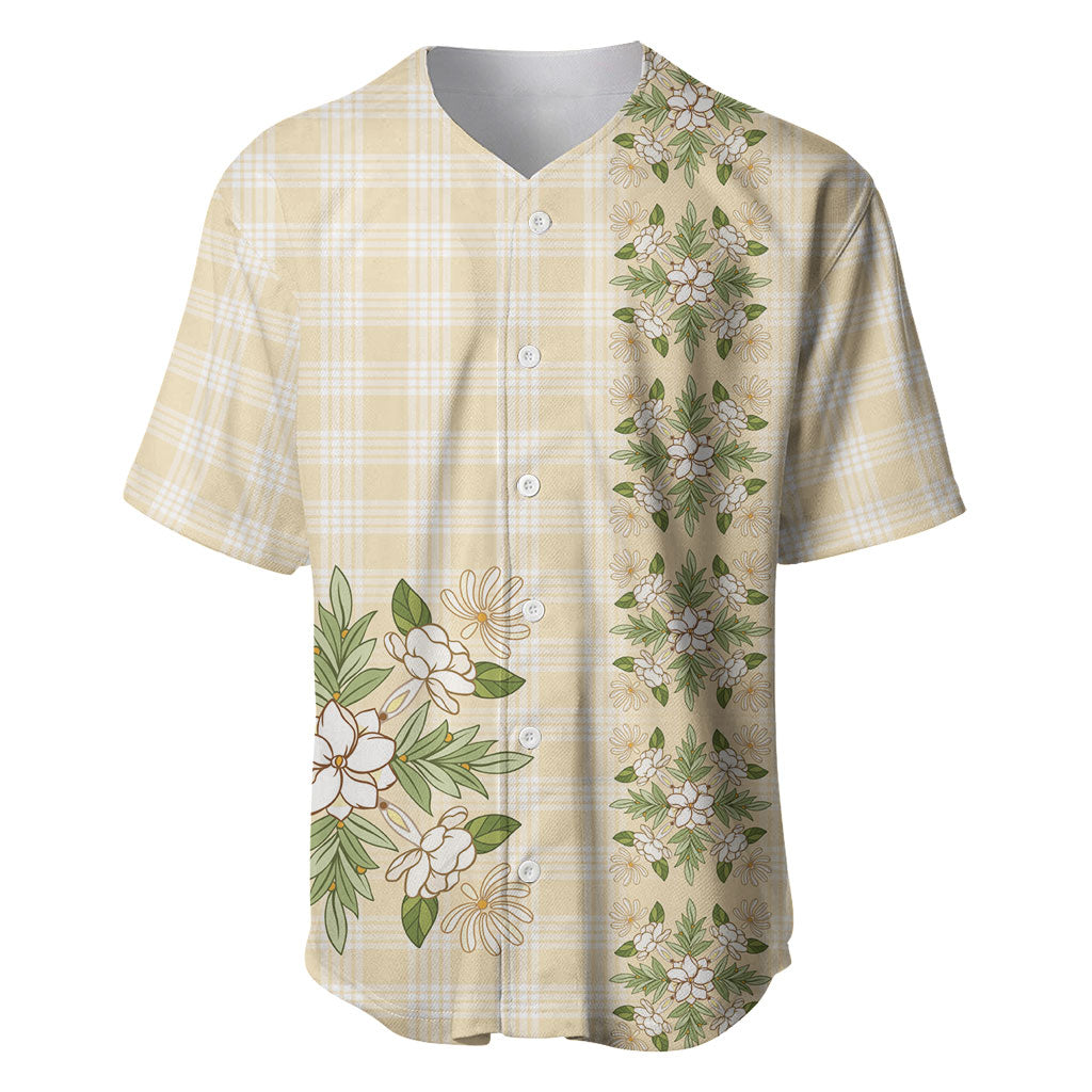 Melemele Ahiahia Hawai'i Palaka Squares Maile Leaf Baseball Jersey Flowers Hawaiian Quilt Patterns LT9 Pastel Yellow - Polynesian Pride