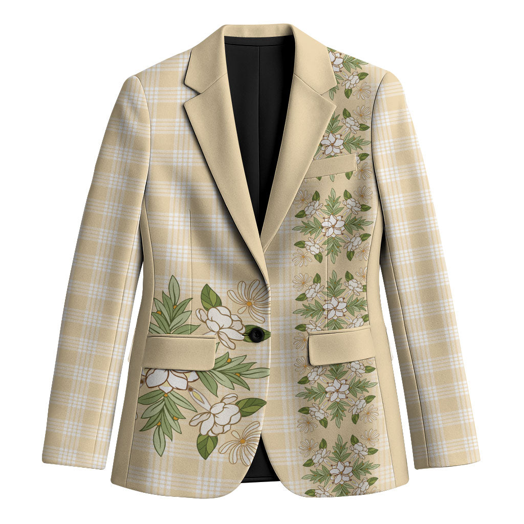 Melemele Ahiahia Hawai'i Palaka Squares Maile Leaf Blazer Flowers Hawaiian Quilt Patterns LT9 Unisex Pastel Yellow - Polynesian Pride
