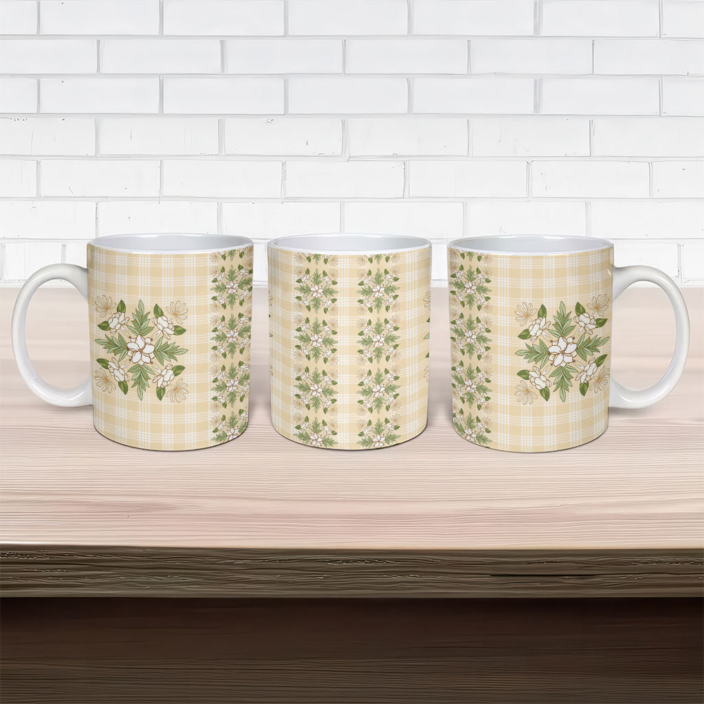 Melemele Ahiahia Hawai'i Palaka Squares Maile Leaf Ceramic Mug Flowers Hawaiian Quilt Patterns LT9 - Polynesian Pride