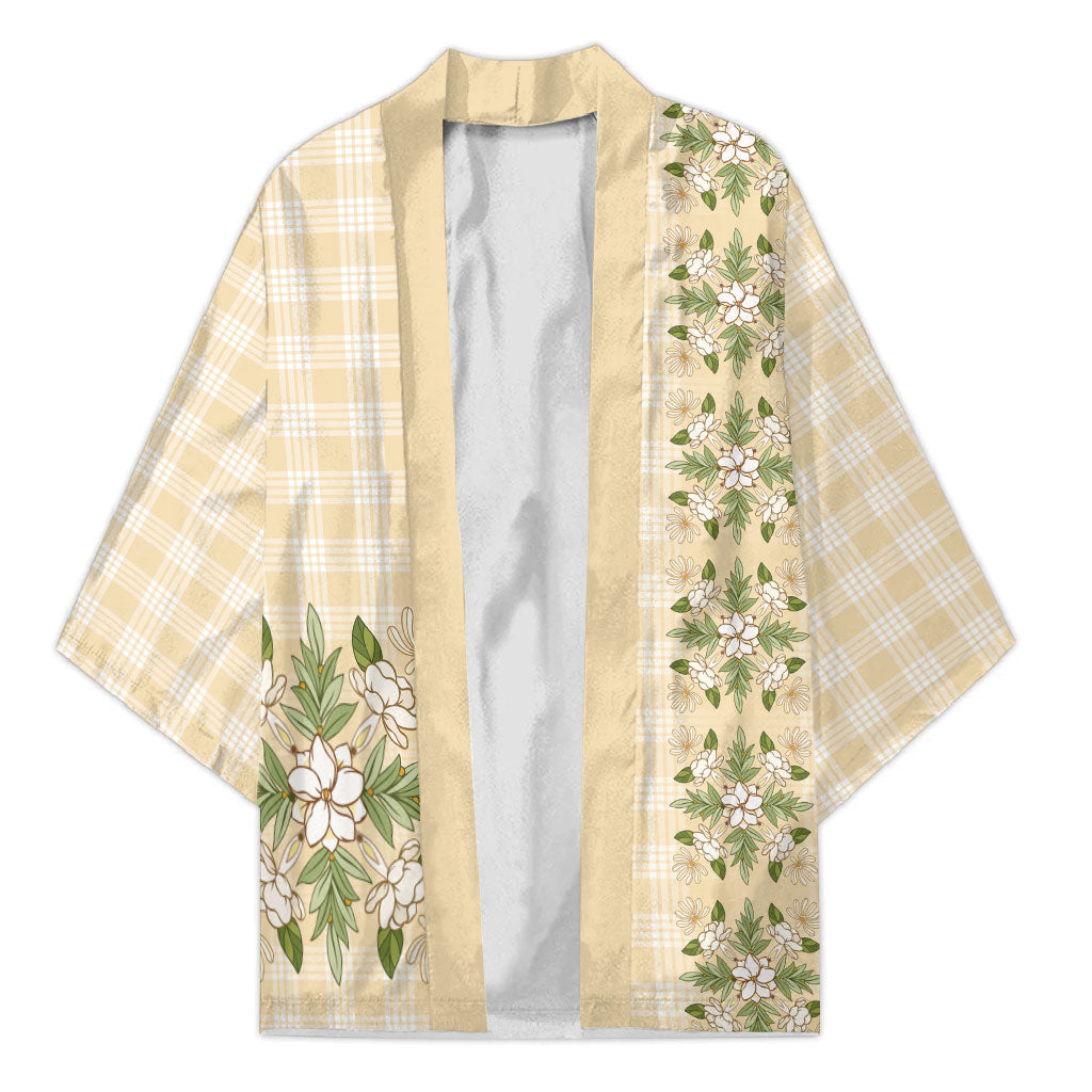 Melemele Ahiahia Hawai'i Palaka Squares Maile Leaf Kimono Flowers Hawaiian Quilt Patterns LT9 Unisex Pastel Yellow - Polynesian Pride