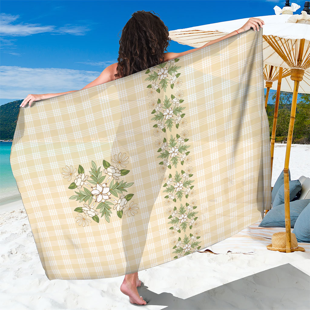 Melemele Ahiahia Hawai'i Palaka Squares Maile Leaf Sarong Flowers Hawaiian Quilt Patterns LT9 One Size 44 x 66 inches Pastel Yellow - Polynesian Pride