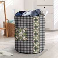 Pauli Hawai'i Palaka Squares Maile Leaf Laundry Basket Flowers Hawaiian Quilt Patterns LT9 Soft Black - Polynesian Pride