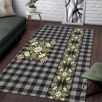 Pauli Hawai'i Palaka Squares Maile Leaf Area Rug Flowers Hawaiian Quilt Patterns LT9 Soft Black - Polynesian Pride