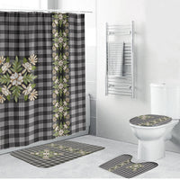 Pauli Hawai'i Palaka Squares Maile Leaf Bathroom Set Flowers Hawaiian Quilt Patterns LT9 Bathroom Set (4 pcs) Soft Black - Polynesian Pride
