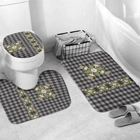 Pauli Hawai'i Palaka Squares Maile Leaf Bathroom Set Flowers Hawaiian Quilt Patterns LT9 Mat Set Only (3 pcs) One Size Soft Black - Polynesian Pride