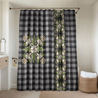 Pauli Hawai'i Palaka Squares Maile Leaf Bathroom Set Flowers Hawaiian Quilt Patterns LT9 Shower Curtain Only Soft Black - Polynesian Pride