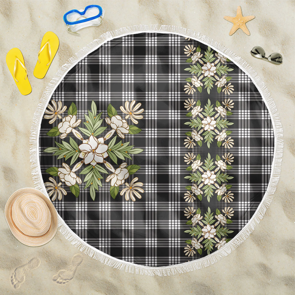 Pauli Hawai'i Palaka Squares Maile Leaf Beach Blanket Flowers Hawaiian Quilt Patterns LT9 One Size 150cm Soft Black - Polynesian Pride