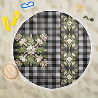 Pauli Hawai'i Palaka Squares Maile Leaf Beach Blanket Flowers Hawaiian Quilt Patterns LT9 One Size 150cm Soft Black - Polynesian Pride