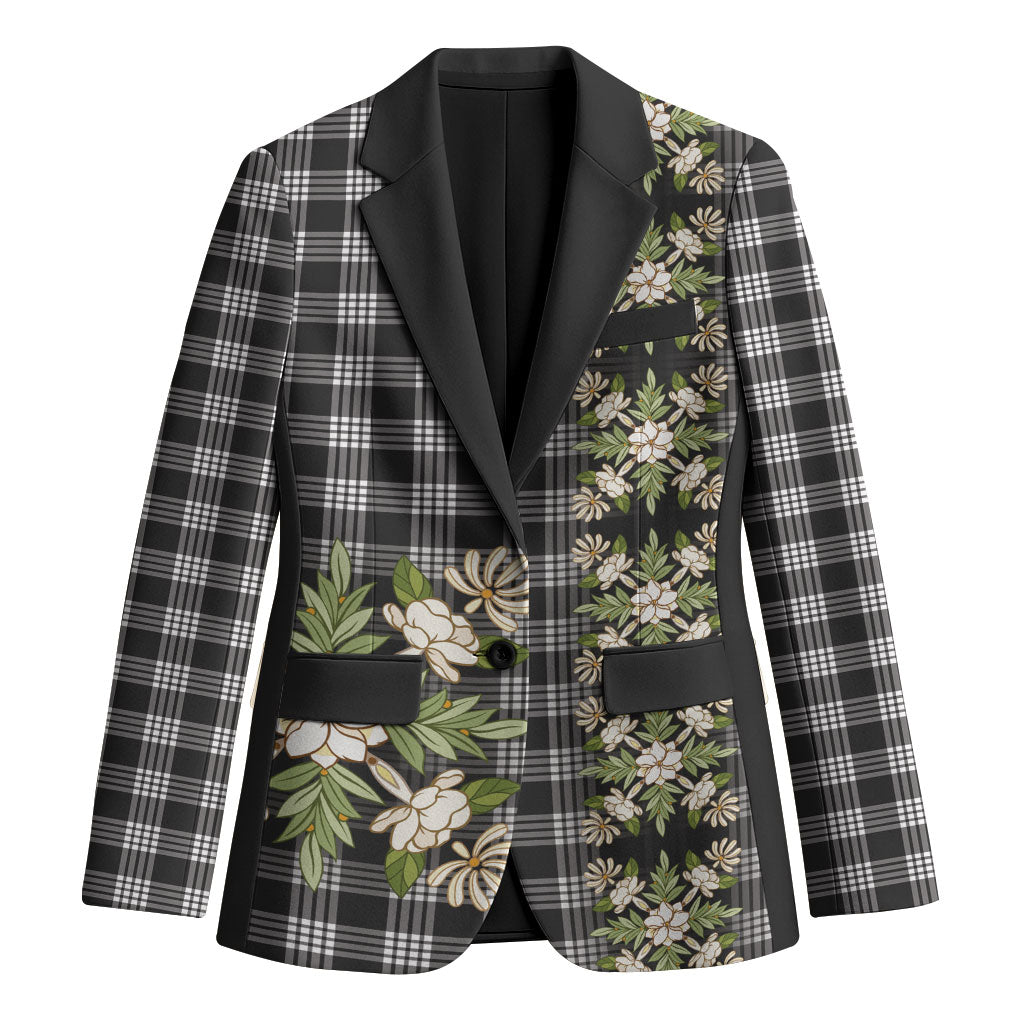 Pauli Hawai'i Palaka Squares Maile Leaf Blazer Flowers Hawaiian Quilt Patterns LT9 Unisex Soft Black - Polynesian Pride