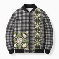 Pauli Hawai'i Palaka Squares Maile Leaf Bomber Puffer Jacket Flowers Hawaiian Quilt Patterns LT9 Unisex Soft Black - Polynesian Pride