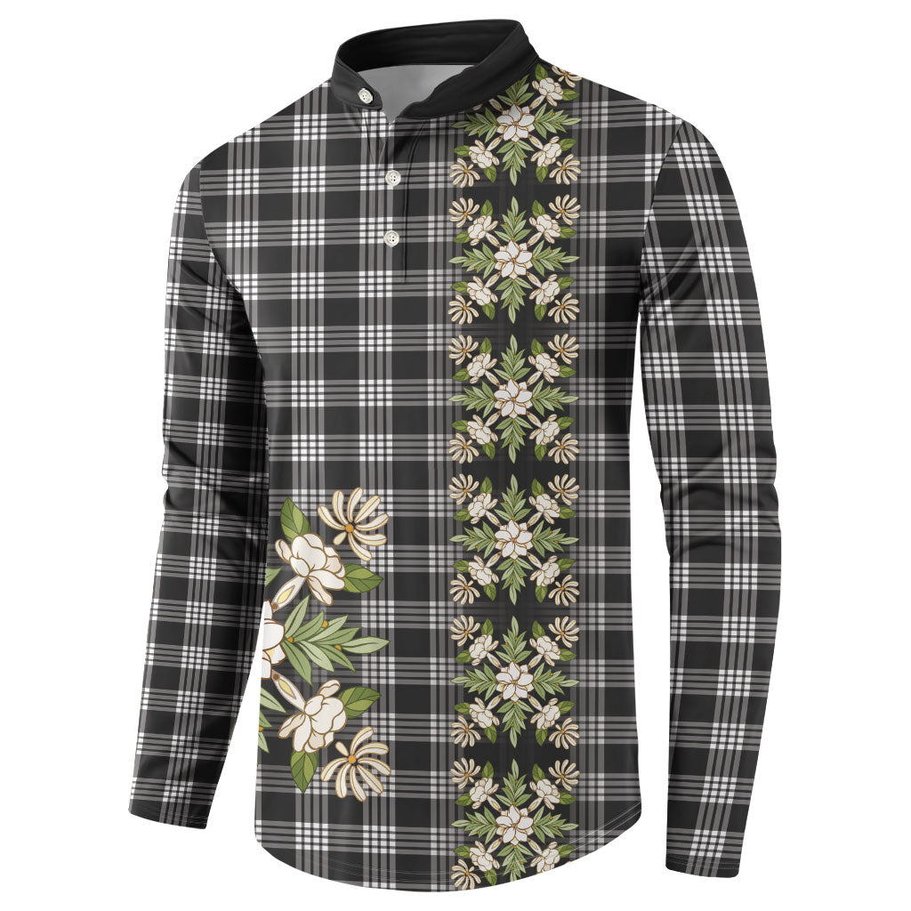 Pauli Hawai'i Palaka Squares Maile Leaf Button Sweatshirt Flowers Hawaiian Quilt Patterns LT9 - Polynesian Pride