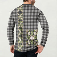 Pauli Hawai'i Palaka Squares Maile Leaf Button Sweatshirt Flowers Hawaiian Quilt Patterns LT9 - Polynesian Pride