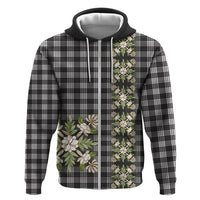 Pauli Hawai'i Palaka Squares Maile Leaf Hoodie Flowers Hawaiian Quilt Patterns LT9 Zip Hoodie Soft Black - Polynesian Pride