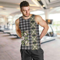 Pauli Hawai'i Palaka Squares Maile Leaf Men Tank Top Flowers Hawaiian Quilt Patterns LT9 Soft Black - Polynesian Pride