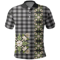Pauli Hawai'i Palaka Squares Maile Leaf Polo Shirt Flowers Hawaiian Quilt Patterns LT9 Soft Black - Polynesian Pride