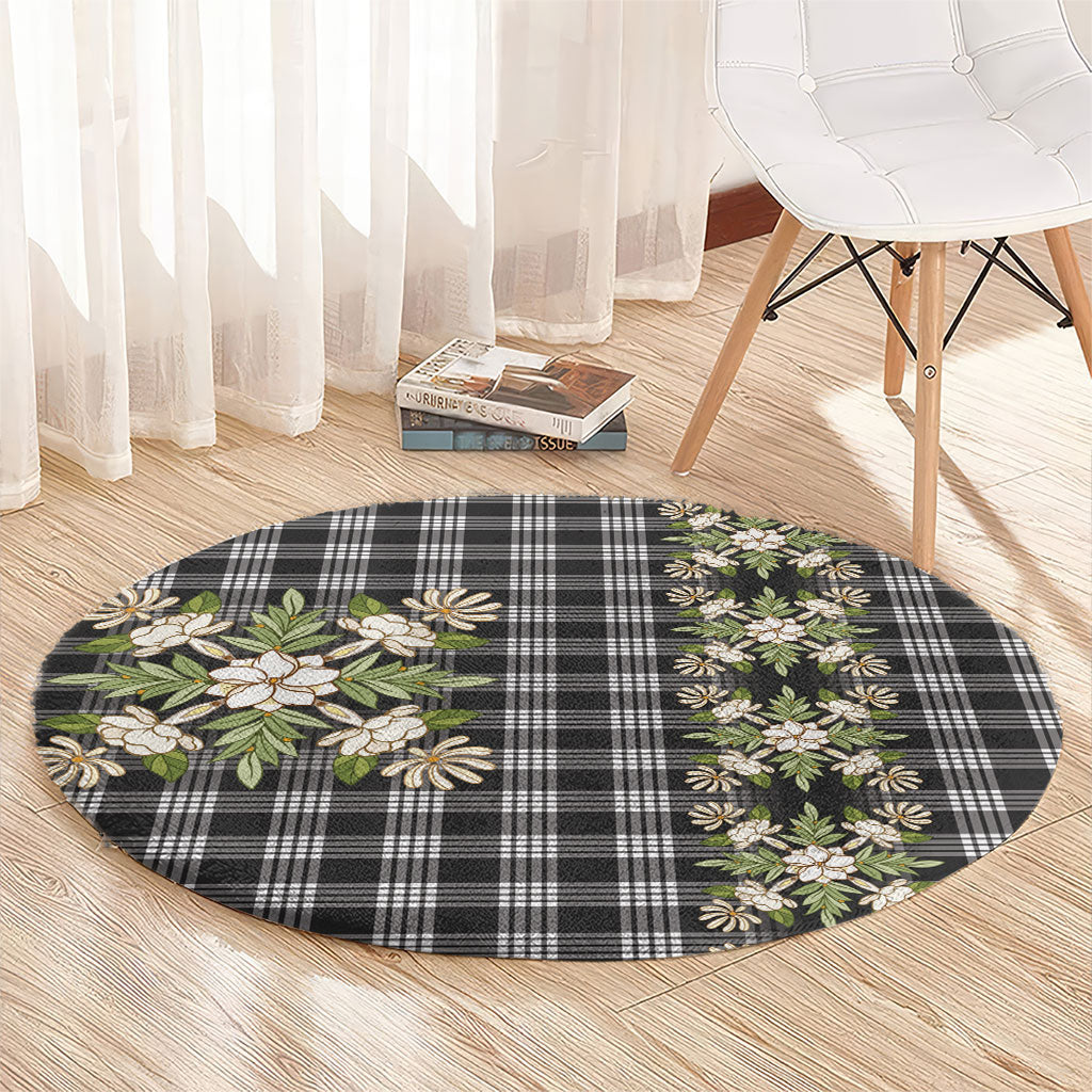 Pauli Hawai'i Palaka Squares Maile Leaf Round Carpet Flowers Hawaiian Quilt Patterns LT9 - Polynesian Pride