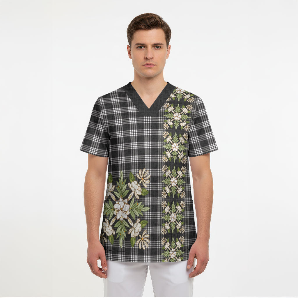 Pauli Hawai'i Palaka Squares Maile Leaf Scrub Top Flowers Hawaiian Quilt Patterns LT9 - Polynesian Pride