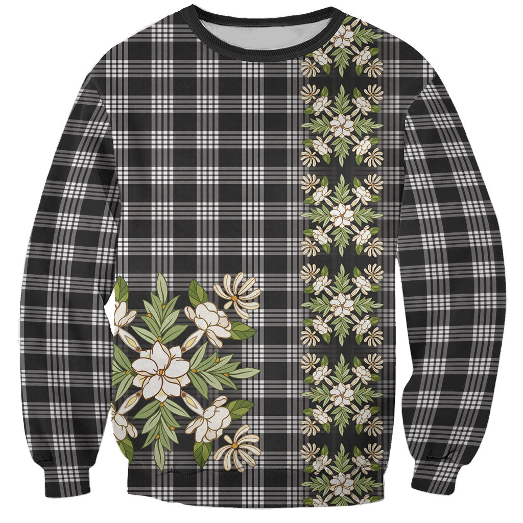 Pauli Hawai'i Palaka Squares Maile Leaf Sweatshirt Flowers Hawaiian Quilt Patterns LT9 Unisex Soft Black - Polynesian Pride
