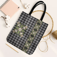 Pauli Hawai'i Palaka Squares Maile Leaf Tote Bag Flowers Hawaiian Quilt Patterns LT9 Black Strap One Size Soft Black - Polynesian Pride