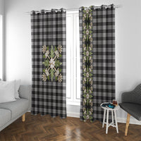 Pauli Hawai'i Palaka Squares Maile Leaf Window Curtain Flowers Hawaiian Quilt Patterns LT9 With Grommets Soft Black - Polynesian Pride
