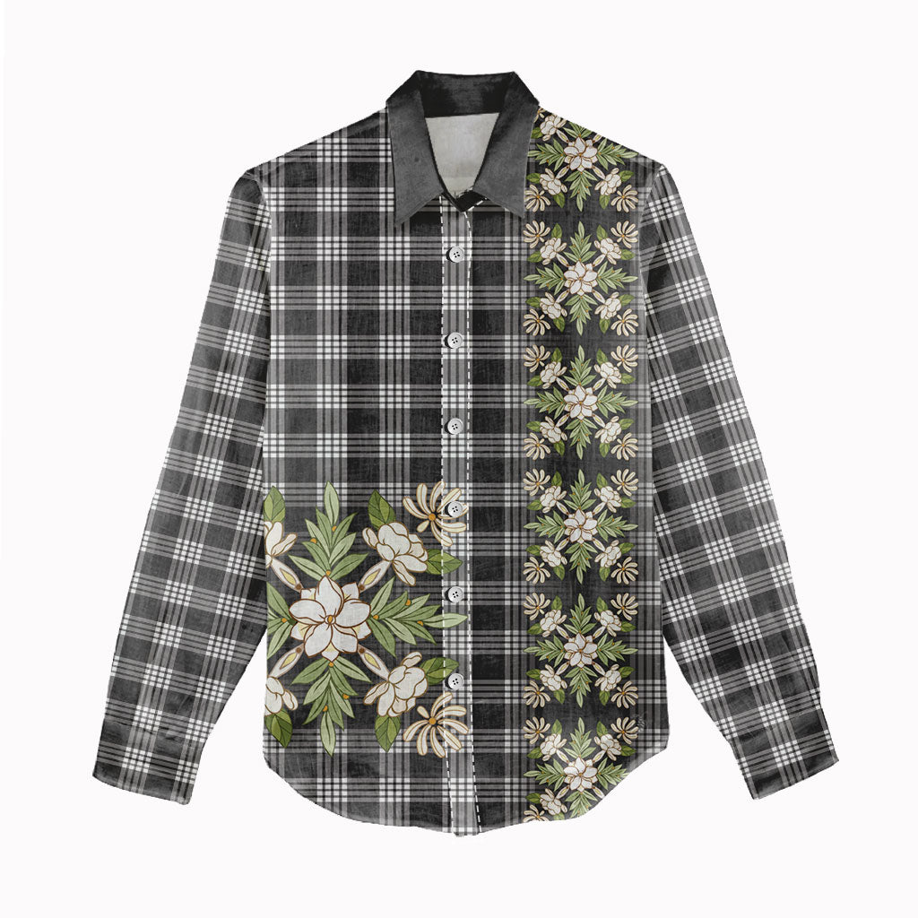 Pauli Hawai'i Palaka Squares Maile Leaf Women Casual Shirt Flowers Hawaiian Quilt Patterns LT9 - Polynesian Pride