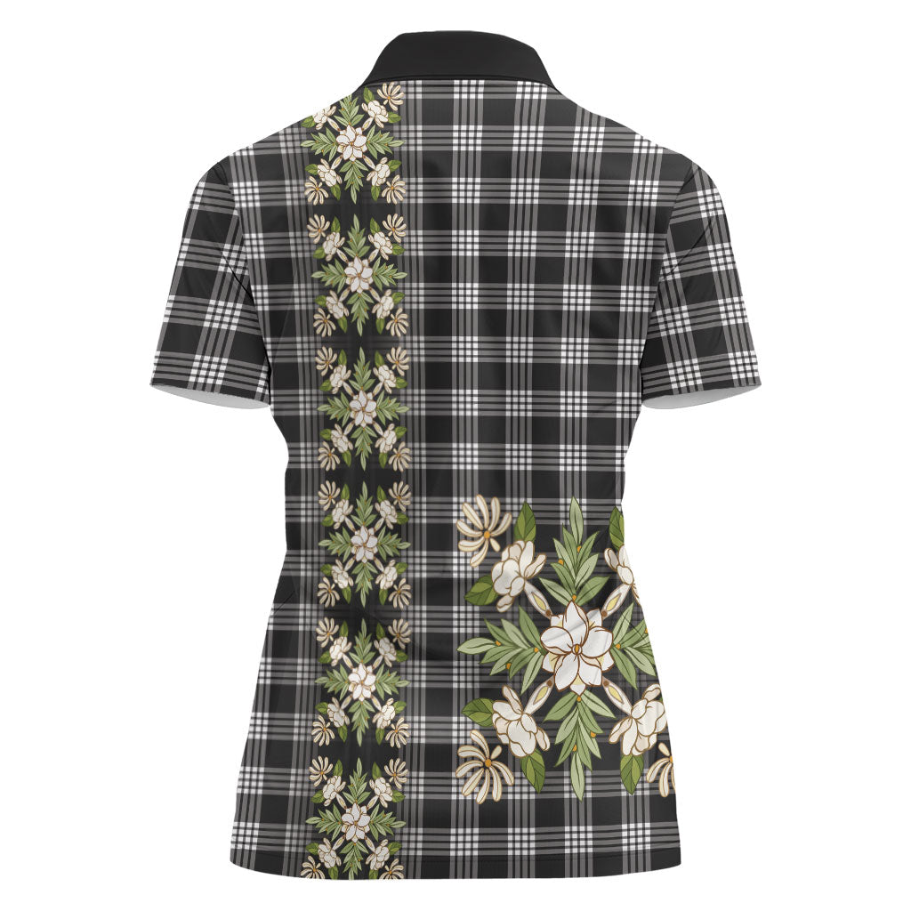 Pauli Hawai'i Palaka Squares Maile Leaf Women Polo Shirt Flowers Hawaiian Quilt Patterns LT9 - Polynesian Pride
