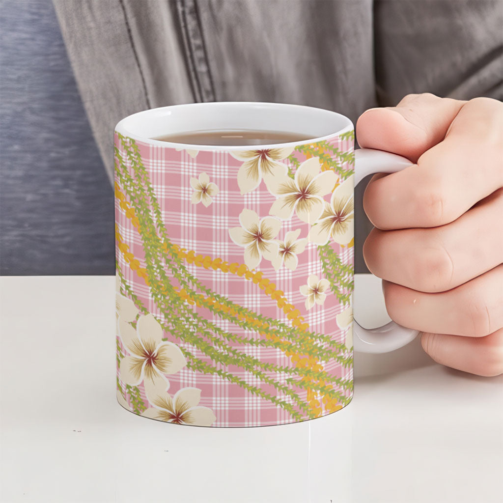 Akala Hamele Palaka Plumeria Ceramic Mug Puakenikeni and Maile Lei LT9 - Polynesian Pride
