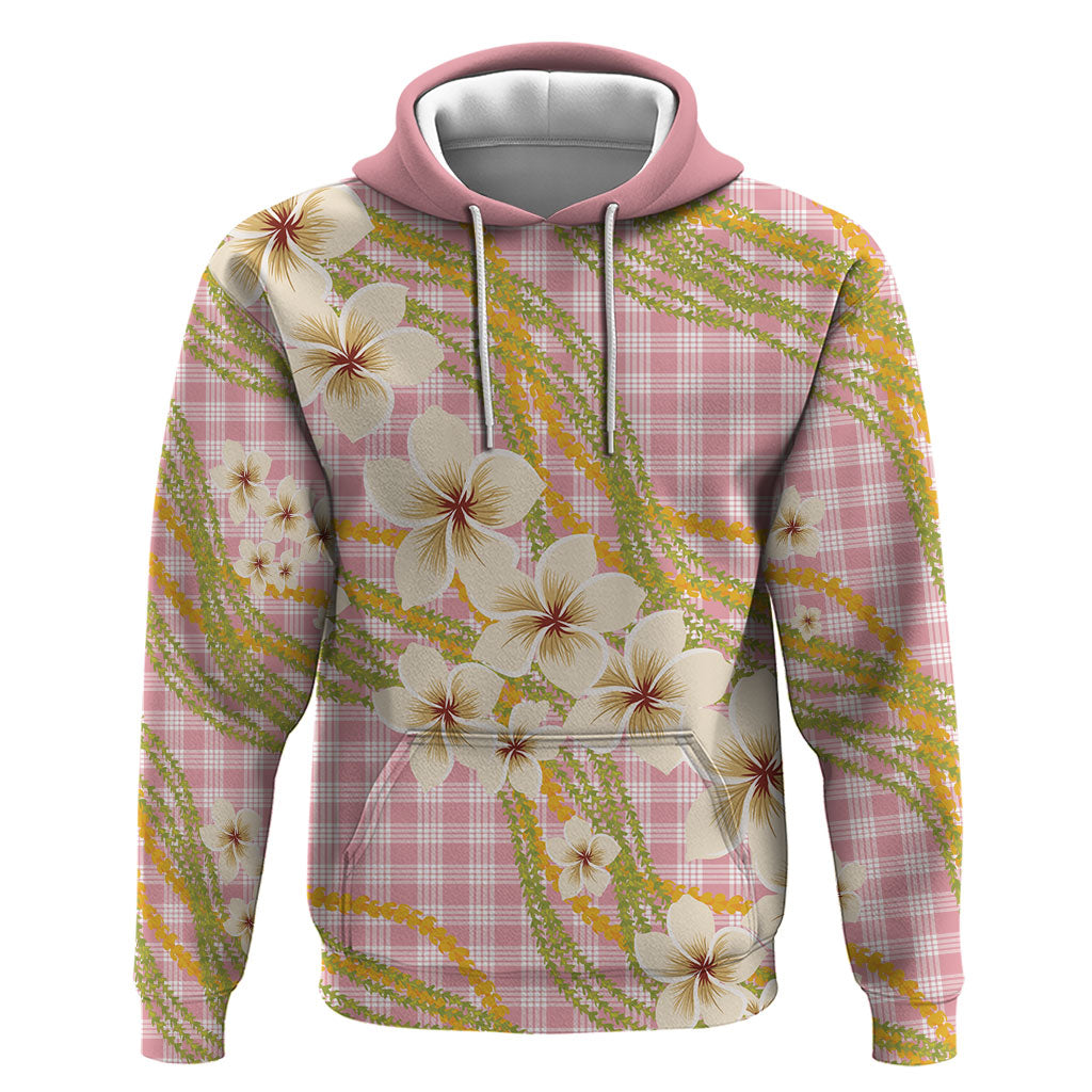 Akala Hamele Palaka Plumeria Zip Hoodie Puakenikeni and Maile Lei LT9 Pullover Hoodie Dusty Rose - Polynesian Pride