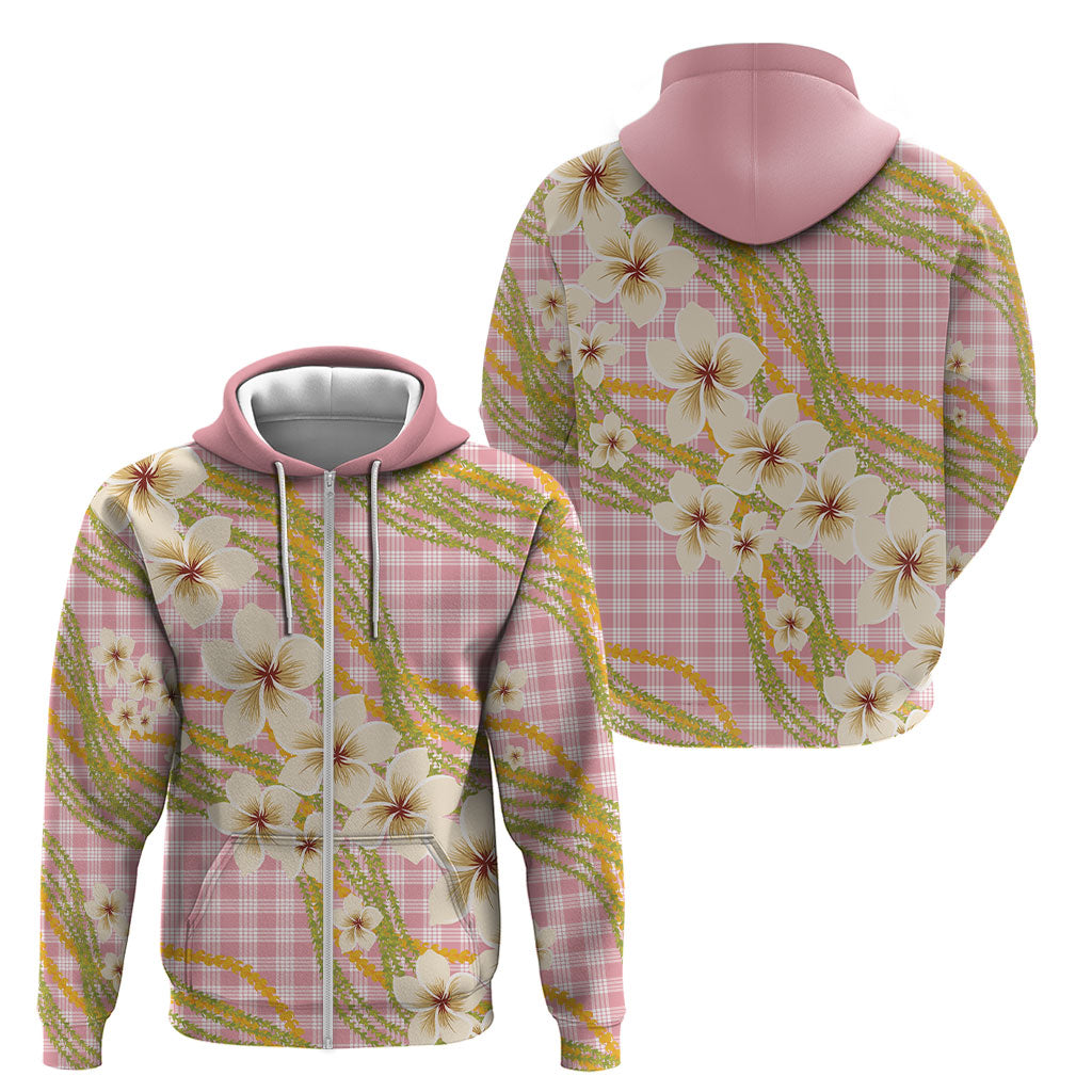 Akala Hamele Palaka Plumeria Zip Hoodie Puakenikeni and Maile Lei LT9 - Polynesian Pride