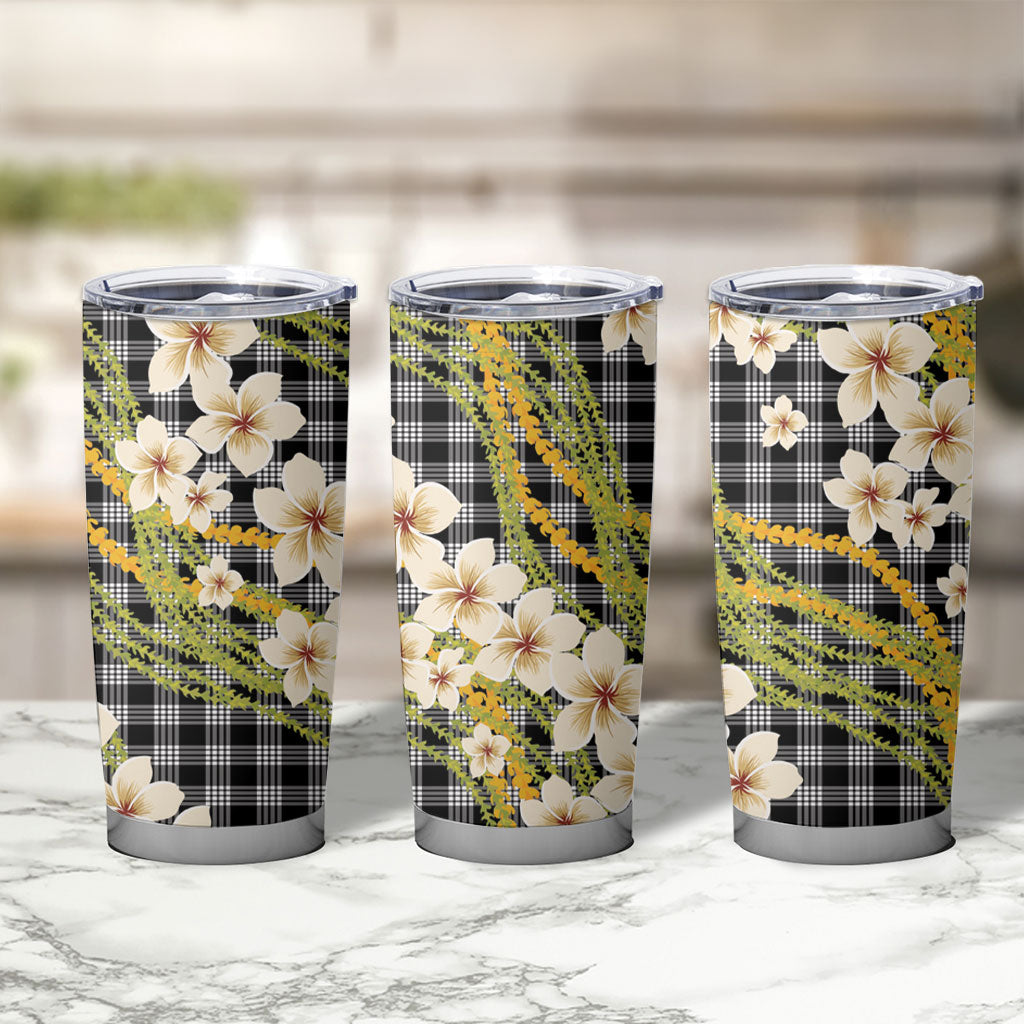 Ele'ele Hawai'i Palaka Plumeria Tumbler Cup Puakenikeni and Maile Lei LT9 - Polynesian Pride