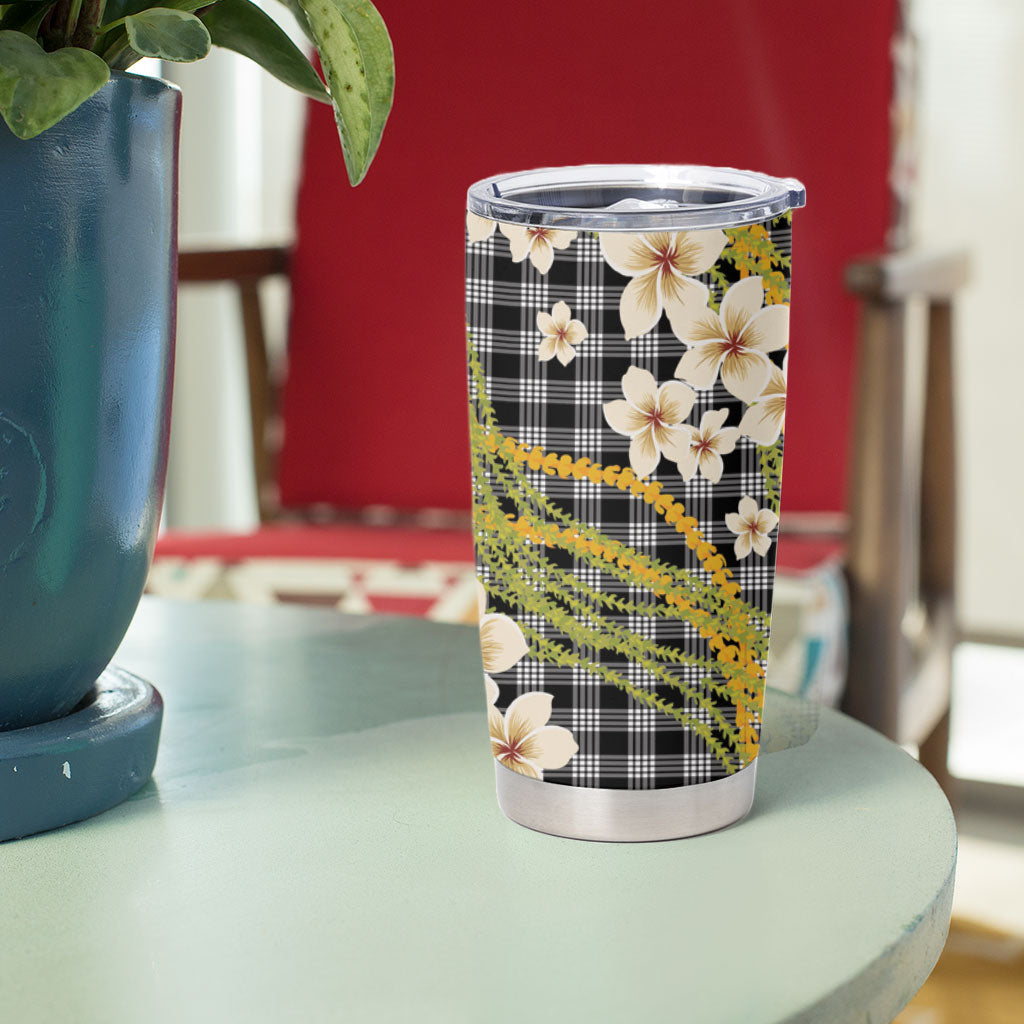 Ele'ele Hawai'i Palaka Plumeria Tumbler Cup Puakenikeni and Maile Lei LT9 - Polynesian Pride