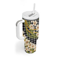 Ele'ele Hawai'i Palaka Plumeria Tumbler With Handle Puakenikeni and Maile Lei LT9 - Polynesian Pride