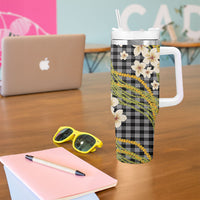 Ele'ele Hawai'i Palaka Plumeria Tumbler With Handle Puakenikeni and Maile Lei LT9 - Polynesian Pride