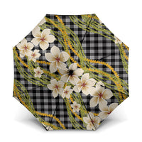Ele'ele Hawai'i Palaka Plumeria Umbrella Puakenikeni and Maile Lei LT9 One Size Folded 11.42 inch Opened Diameter 37.4 inch Black - Polynesian Pride