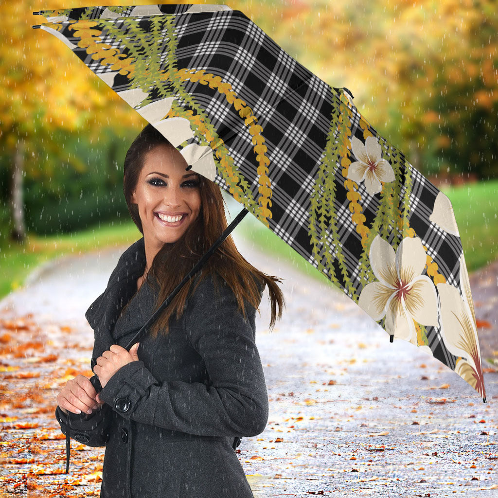 Ele'ele Hawai'i Palaka Plumeria Umbrella Puakenikeni and Maile Lei LT9 - Polynesian Pride