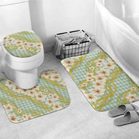 Liko Kukui Hawai'i Palaka Plumeria Bathroom Set Puakenikeni and Maile Lei LT9 Mat Set Only (3 pcs) One Size Sage Green - Polynesian Pride