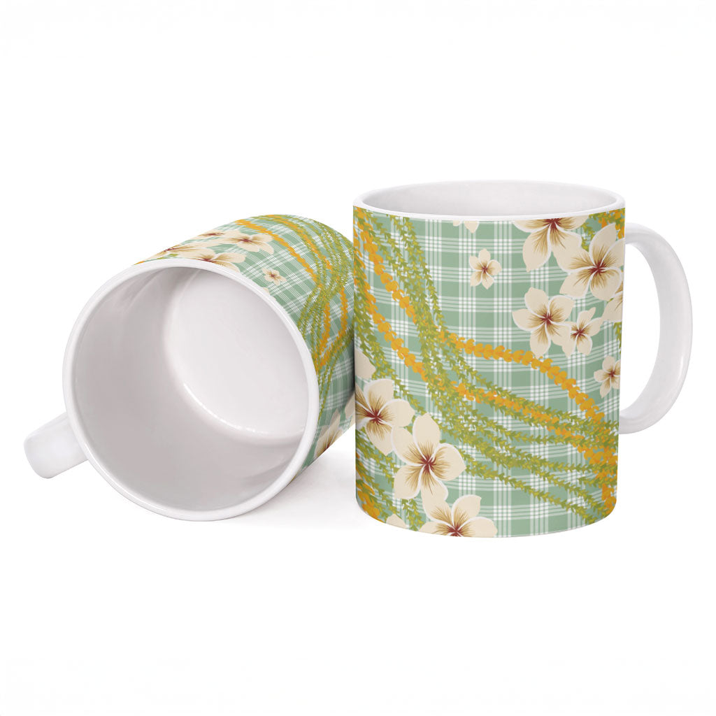 Liko Kukui Hawai'i Palaka Plumeria Ceramic Mug Puakenikeni and Maile Lei LT9 - Polynesian Pride