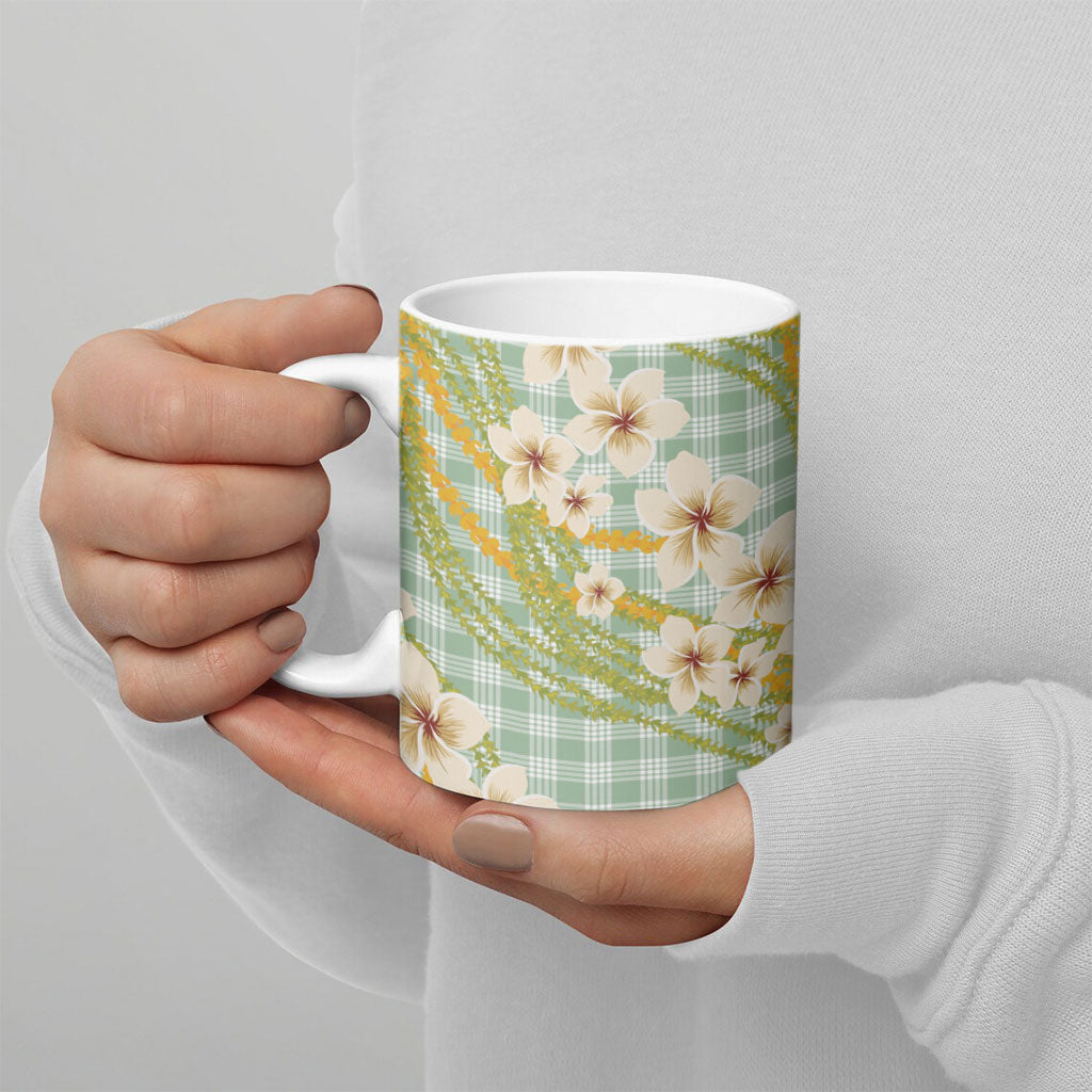 Liko Kukui Hawai'i Palaka Plumeria Ceramic Mug Puakenikeni and Maile Lei LT9 - Polynesian Pride