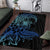 Floral Polynesian Hibiscus Tattoo Area Rug Blue Gradient Style