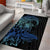 Floral Polynesian Hibiscus Tattoo Area Rug Blue Gradient Style