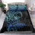 Floral Polynesian Hibiscus Tattoo Bedding Set Blue Gradient Style