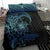 Floral Polynesian Hibiscus Tattoo Bedding Set Blue Gradient Style