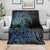 Floral Polynesian Hibiscus Tattoo Blanket Blue Gradient Style