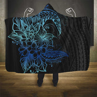 Floral Polynesian Hibiscus Tattoo Hooded Blanket Blue Gradient Style LT9 - Polynesian Pride