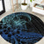 Floral Polynesian Hibiscus Tattoo Round Carpet Blue Gradient Style