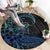 Floral Polynesian Hibiscus Tattoo Round Carpet Blue Gradient Style