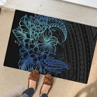 Floral Polynesian Hibiscus Tattoo Rubber Doormat Blue Gradient Style LT9 - Polynesian Pride