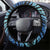 Floral Polynesian Hibiscus Tattoo Steering Wheel Cover Blue Gradient Style