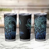 Floral Polynesian Hibiscus Tattoo Tumbler Cup Blue Gradient Style LT9 - Polynesian Pride